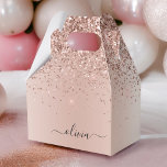 Caja Para Regalos Oro Rosa - Nombre Metalizado del monograma del Pur<br><div class="desc">Oro Rosa - Purpurina de espuma metálica de Relieve metalizado de imitación rosada de Rubor Cepillado Monograma Metalizado Nombre Favor Box. Esto hace que el dulce perfecto cumpleaños 16, boda, ducha de novia, aniversario, ducha de bebé o fiesta de soltera sea regalo para alguien que ama el lujo glam y...</div>