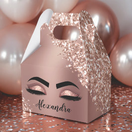 Caja Para Regalos Oro Rosa Rubor Purpurina de monograma rosa Eyelash