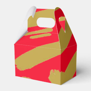 Caja Para Regalos Oro Tribal y Rojo