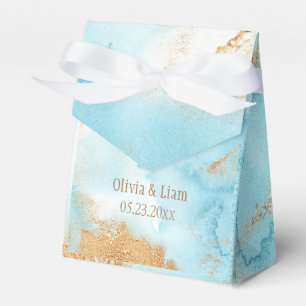 Caja Para Regalos Oro Turquesa Abstracto Nombre Boda moderno