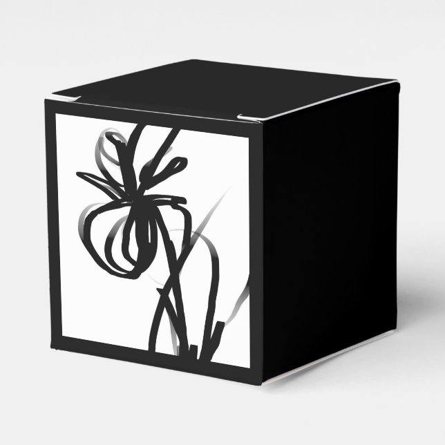 Caja Para Regalos Orquídea en blanco y negro abstracto (Costado Anverso)