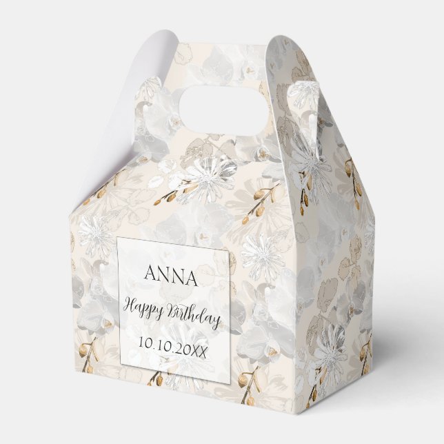 Caja Para Regalos orquídeas blancas en una crema clara (Front Side)