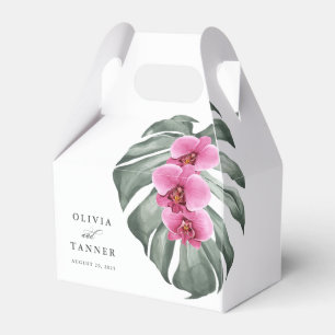 Caja Para Regalos Orquídeas rosadas calientes y flores tropicales de