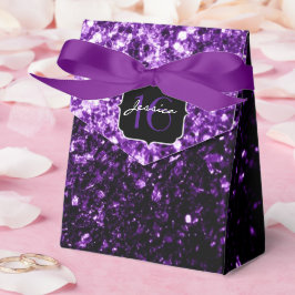 Caja Para Regalos Oscuro purpurina morado fino brillante destello du
