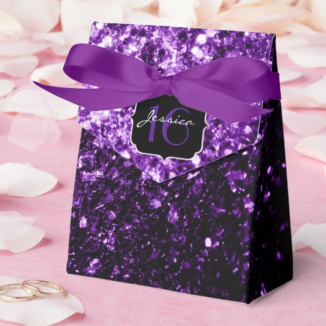 Caja Para Regalos Oscuro purpurina morado fino brillante destello du (Boda)