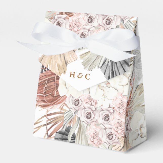 Caja Para Regalos Oscuro Romántico Pampas Grasa Seca Floral Elegante (Front Side)