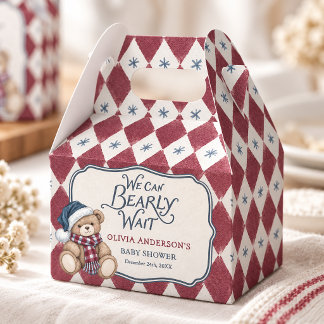 Caja Para Regalos Oso de Navidad Baby Shower de Niño Elegante