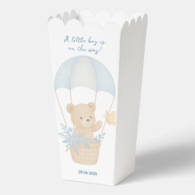 Caja Para Regalos Oso de peluche con Baby Shower paracaidista (Anverso)