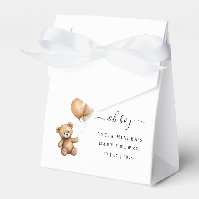 Caja Para Regalos Oso de peluche Ducha de bebé con globos Neutro de  (Front Side)
