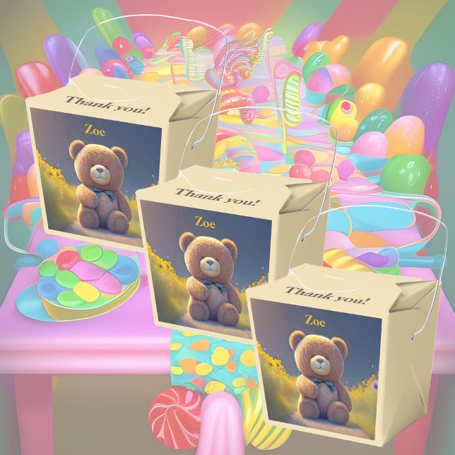 Caja Para Regalos Oso de peluche en la pradera, lindo personalizado (Subido por el creador)