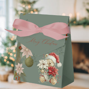Caja Para Regalos oso de peluche lindo, Santa Claus con flores