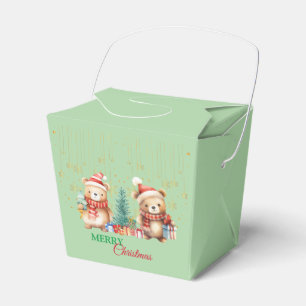 Caja Para Regalos Oso de peluche verde rojo Santa Merry Fiesta navid
