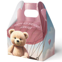 Oso de peluche y globos de aire caliente