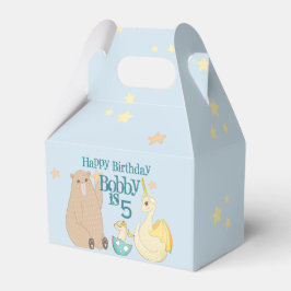 Caja Para Regalos Oso, Dragones, Cumpleaños Bebé Azul de Narval