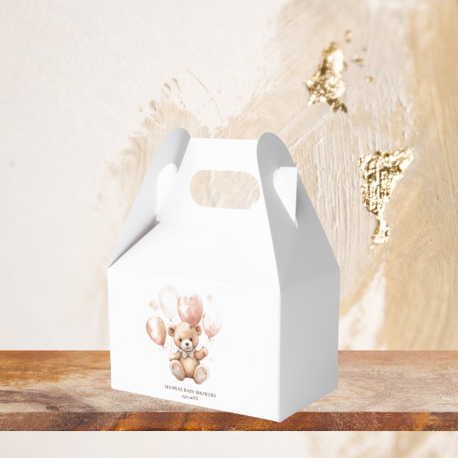 Caja Para Regalos Oso lindo con globos | Rosa del bebé (Subido por el creador)
