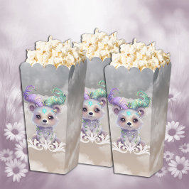 Caja Para Regalos Oso mágico en purpurina pastel.