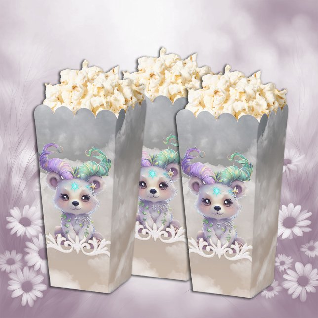 Caja Para Regalos Oso mágico en purpurina pastel. (Subido por el creador)