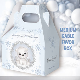 Caja Para Regalos Oso Polar Cute Invierno Azul Azul Primer Cumpleaño