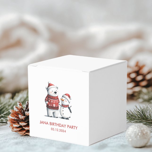 Caja Para Regalos Oso Rojo de Invierno y Hombres de Nieve ] | Winter (Subido por el creador)