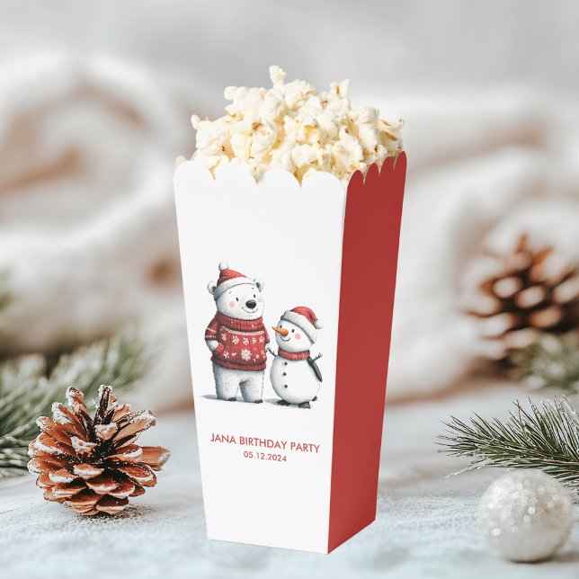 Caja Para Regalos Oso Rojo De Invierno Y Hombres De Nieve | Winter W (Subido por el creador)