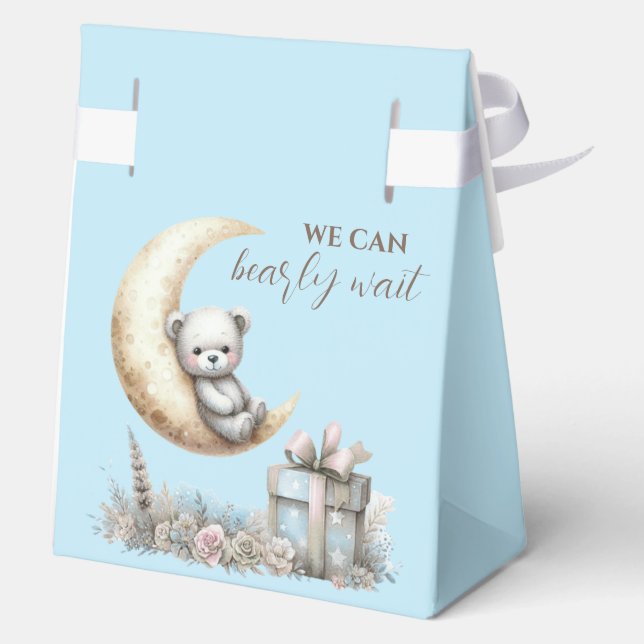 Caja Para Regalos Oso Teddy Azul Podemos Esperar Apenas (Reverso )