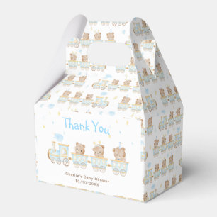 Caja Para Regalos Oso Tren Azul Baby Shower Agradecimiento