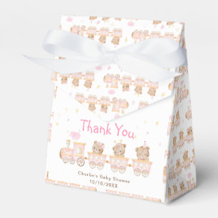 Caja Para Regalos Oso Tren Rosa Baby Shower Agradecimiento