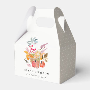 Caja Para Regalos Otoño Chic Cosecha Calabaza Acuarela Boda