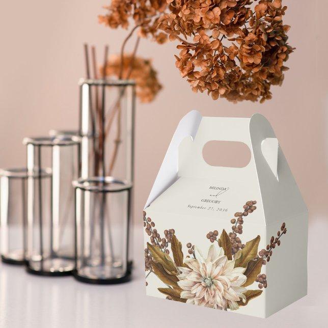 Caja Para Regalos Otoño Floral Tones de tierra acuarela Boda otoño (Autumn Floral Earthy Tones Watercolor Fall Wedding Favor Box)