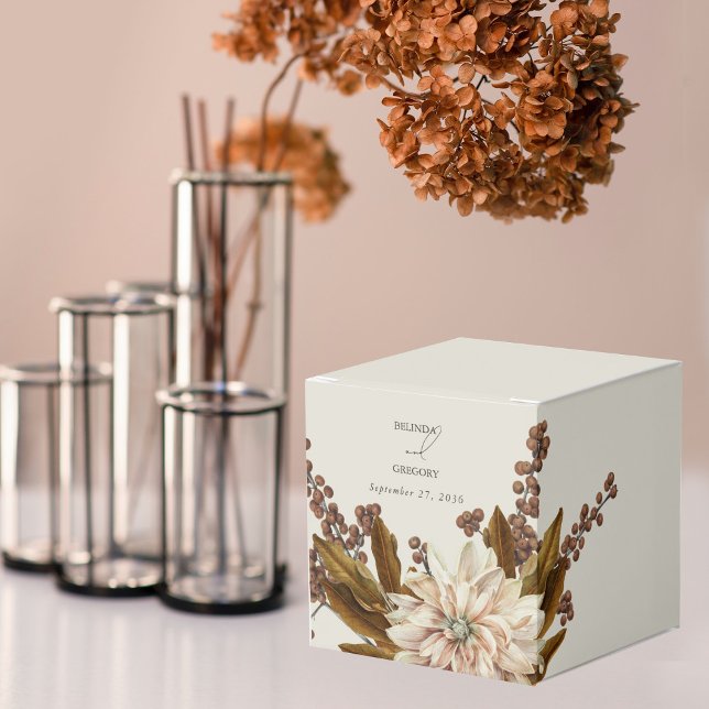 Caja Para Regalos Otoño Floral Tones de tierra acuarela Boda otoño (Autumn Floral Earthy Tones Watercolor Fall Wedding Favor Box)
