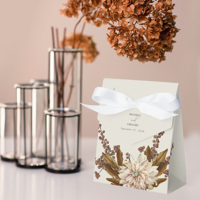 Caja Para Regalos Otoño Floral Tones de tierra acuarela Boda otoño (Autumn Floral Earthy Tones Watercolor Fall Wedding Favor Box)