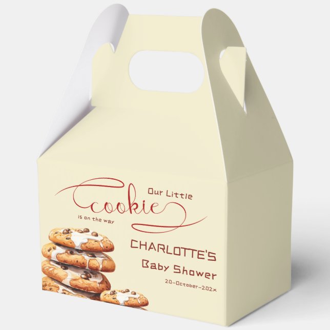 Caja Para Regalos Our Little Cookie Is On The Way Cute Baby Shower (Anverso)