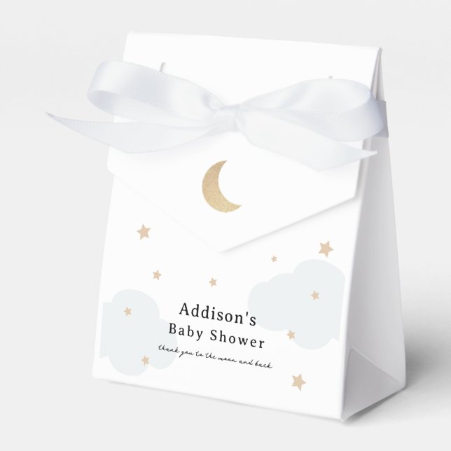 Caja Para Regalos Over the Moon Blue Baby Shower (Front Side)