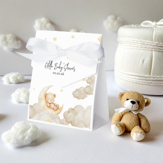 Caja Para Regalos Over The Moon Teddy Bear  Stars Baby Shower (Subido por el creador)
