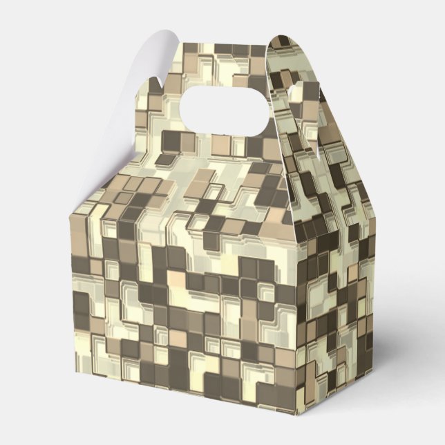 Caja Para Regalos Overlapping small squares in tones brown to beige (Front Side)