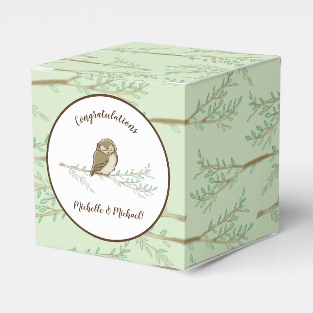 Caja Para Regalos Owl Baby Shower Woodland (Costado Anverso)