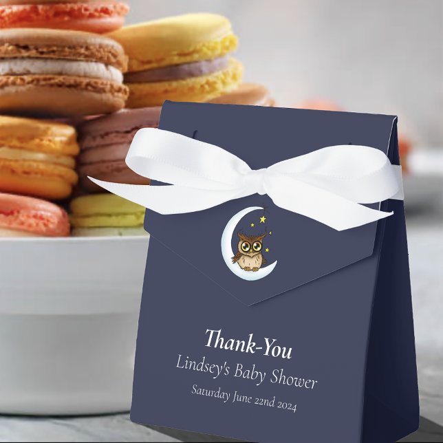 Caja Para Regalos Owl Moon Blue Cute Stars Baby Shower (Subido por el creador)