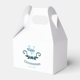 Caja Para Regalos padrino de boda despedida de soltera azul clásico