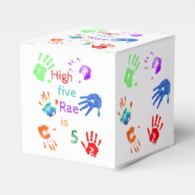 Caja Para Regalos Paint Handprints Cumpleaños con un Nombre Personal (Costado Anverso)