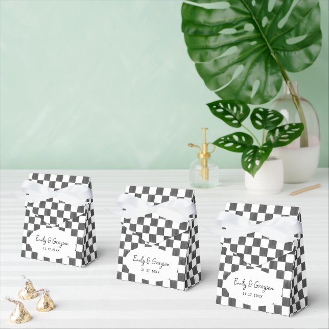 Caja Para Regalos Painted Black Checkerboard Pattern Wedding (Múltiple)