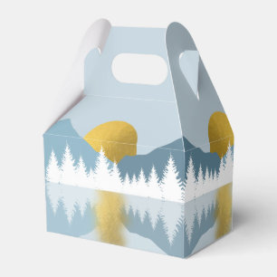 Caja Para Regalos Paisaje abstracto puesta de sol dorada de invierno