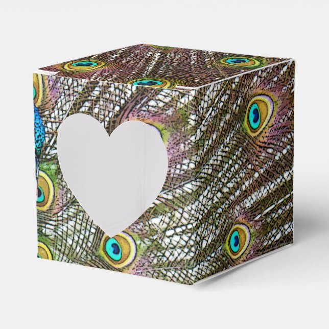 Caja Para Regalos Pájaro de pavo real con plumage en pantalla (Anverso)
