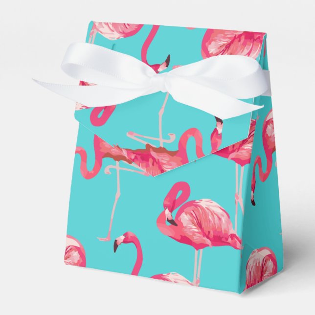 Caja Para Regalos Pájaros flamingo rosados sobre fondo turquesa (Front Side)