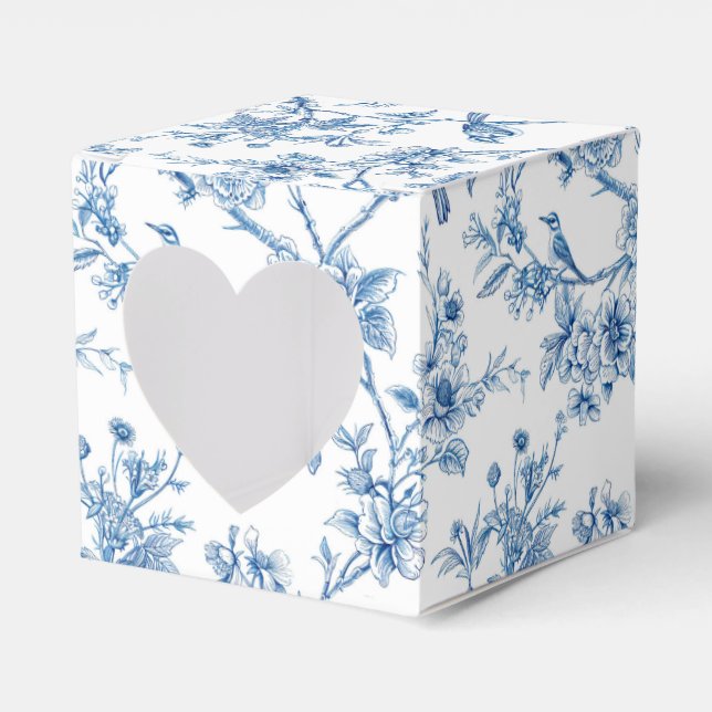 Caja Para Regalos Pájaros florales de chinoisería azul y blanco (Anverso)