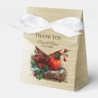 Caja Para Regalos Pájaros Rojo Cardenal de Navidad Flor Fiesta