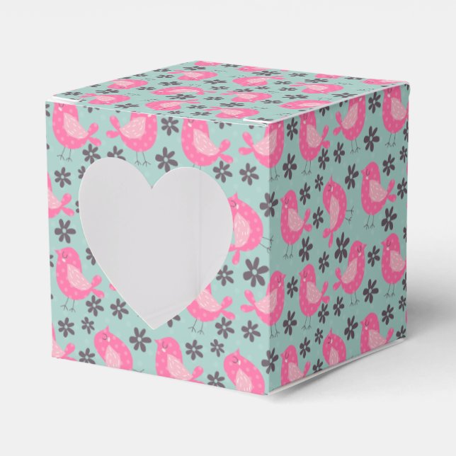 Caja Para Regalos Pájaros y flores de polka (Anverso)