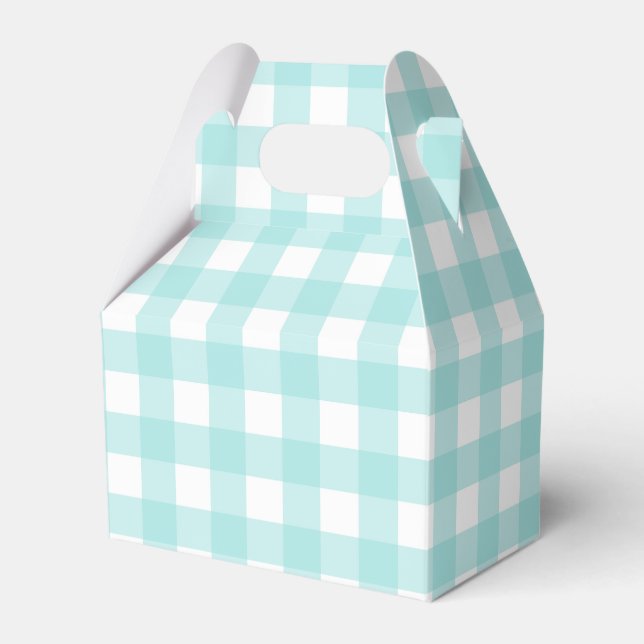 Caja Para Regalos Pale Green Gingham Plaid Gavis Party FavBox (Front Side)
