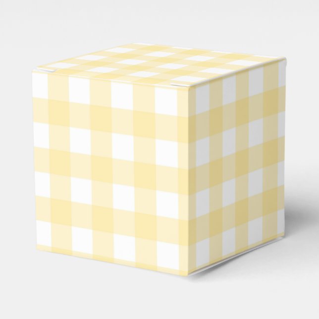 Caja Para Regalos Pale Yellow Gingham Plaid Party Favbox (Costado Anverso)