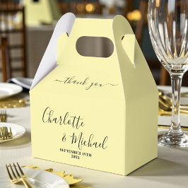 Caja Para Regalos Pale Yellow Script Minimalist Wedding Thank You