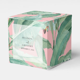 Caja Para Regalos Palm de plátano tropical rosa deja favor de matrim